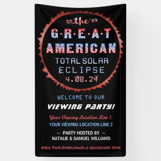 Banderoles Great American Total Solar Eclipse Viewer Party (Vertical)