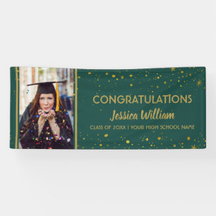 Banderoles Green And Gold Confetti Diplômé en photo