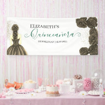Green & Black Quinceañera Custom Welcome Banner