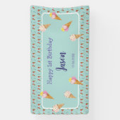 Banderoles Green Cute Crème glacée Cone Enfants Garçon Annive (Verticale)