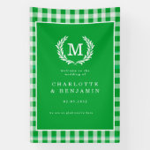 Banderoles Green En vichy Monogram Crest Mariage Bienvenue (Verticale)
