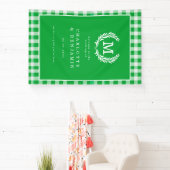 Banderoles Green En vichy Monogram Crest Mariage Bienvenue (Insitu)