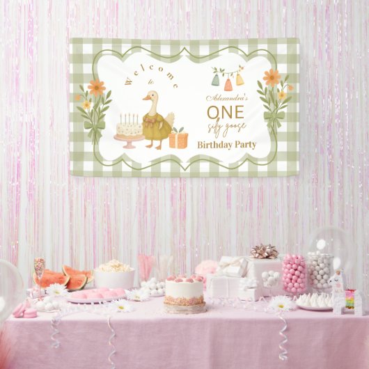 Banderoles Green Gingham Silly Goose 1st Birthday (Fête)