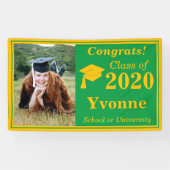 Banderoles Green Gold One Photo Class of 2024 Graduation (Horizontal)