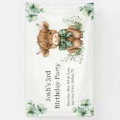 Banderoles Green Highland Cow fête d'anniversaire (Vertical)