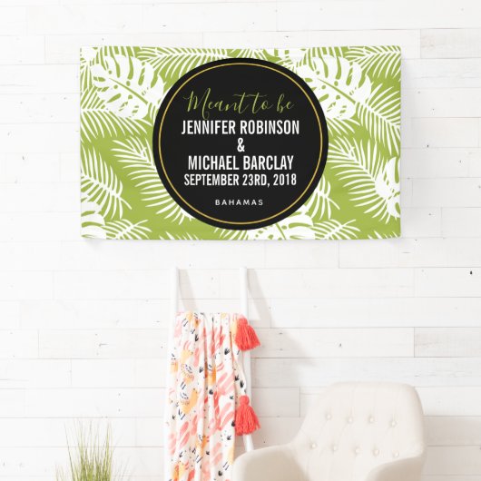 Banderoles Green Palm Leaves Rainforest Pattern (En situation)