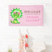 Banderoles Green Triceratops Baby shower pour filles Bienvenu (En situation)