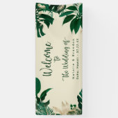 Banderoles Green Tropical Foliage Moderne Mariage Accueil (Vertical)