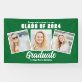 Banderoles Green White Graduation Photo Collage 2025 Party (Horizontal)