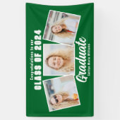 Banderoles Green White Graduation Photo Collage 2025 Party (Vertical)