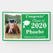 Banderoles Green White One Photo Class of 2024 Graduation (Horizontal)