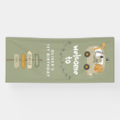 Banderoles Green Wild One Safari Animaux premier anniversaire (Horizontal)