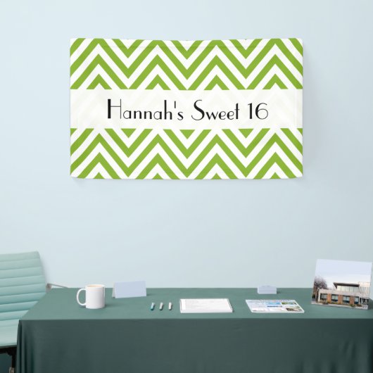 Banderoles Green Zigzag, Chevron, Zigzag Motif, Sweet 16 (Salon professionnel)