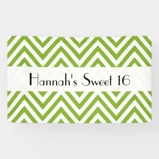 Banderoles Green Zigzag, Chevron, Zigzag Motif, Sweet 16 (Horizontal)