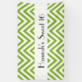 Banderoles Green Zigzag, Chevron, Zigzag Motif, Sweet 16 (Vertical)