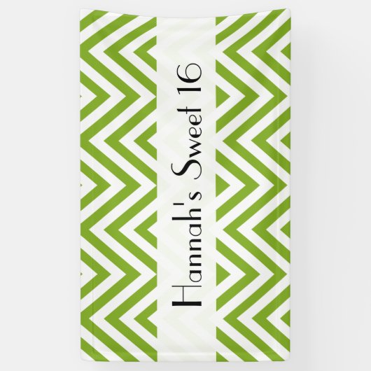 Banderoles Green Zigzag, Chevron, Zigzag Motif, Sweet 16 (Vertical)