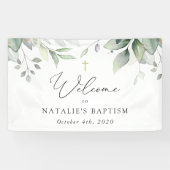 Banderoles Greenery, Eucalyptus Leaves, Boho, Baptism Welcome (Horizontal)