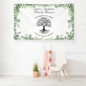 Banderoles Greenery Family Reunion Tree backdrop banner (Insitu)