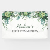 Banderoles Greenery First Communion Banner backdrop (Horizontal)