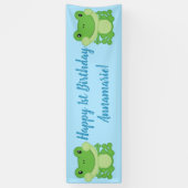 Banderoles Grenouille Anniversaire Bleu (Vertical)