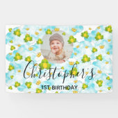 Banderoles Grenouille Monarque Bébé Photo Aquarelle Bleue (Horizontal)