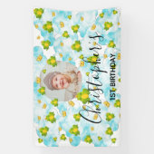 Banderoles Grenouille Monarque Bébé Photo Aquarelle Bleue (Verticale)