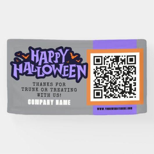 Banderoles Grey Halloween heureux QR Business (Horizontal)