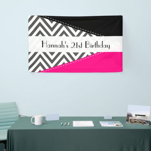 Banderoles Grey Zigzag, Chevron, Zigzag Motif, Anniversaire (Salon professionnel)