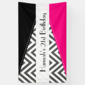 Banderoles Grey Zigzag, Chevron, Zigzag Motif, Anniversaire (Vertical)