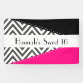 Banderoles Grey Zigzag, Chevron, Zigzag Motif, Sweet 16 (Horizontal)