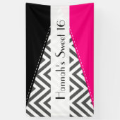 Banderoles Grey Zigzag, Chevron, Zigzag Motif, Sweet 16 (Vertical)