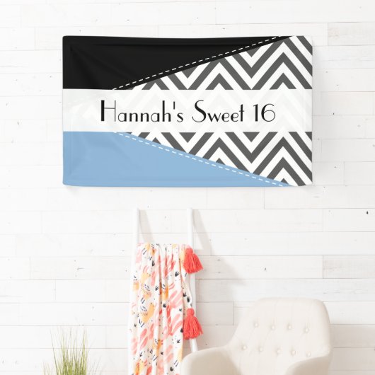 Banderoles Grey Zigzag, Chevron, Zigzag Motif, Sweet 16 (En situation)