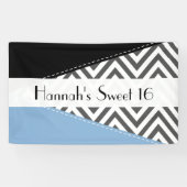 Banderoles Grey Zigzag, Chevron, Zigzag Motif, Sweet 16 (Horizontal)