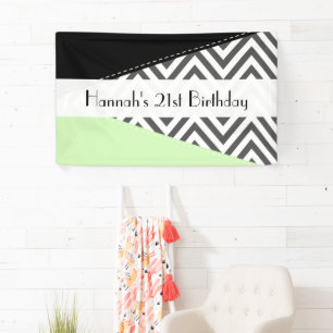 Banderoles Grey Zigzag, Grey Chevron, Menthe, Anniversaire