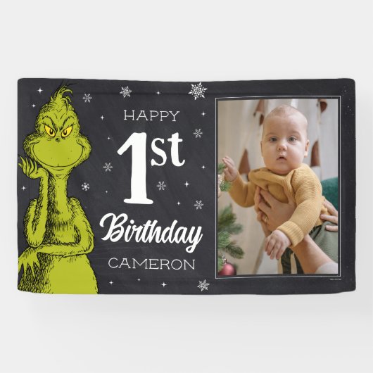 Banderoles Grinch Chalkboard Anniversaire (Horizontal)