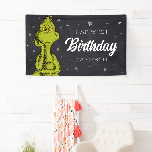 Banderoles Grinch Chalkboard Anniversaire (En situation)