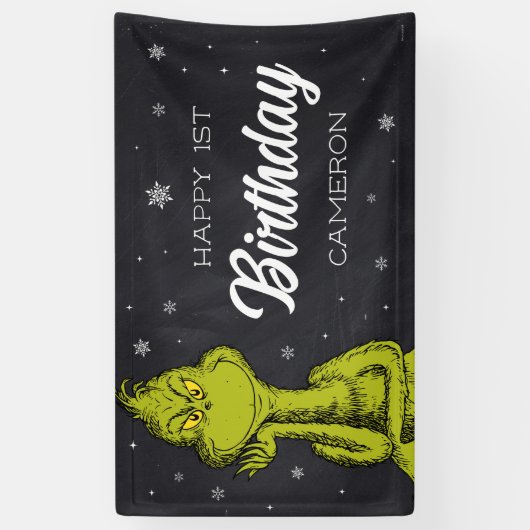 Banderoles Grinch Chalkboard Anniversaire (Vertical)