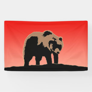 Banderoles Grizzly Bear at Sunset - Art original de la faune