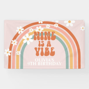 Banderoles Groovy Nine est une Vibe Rainbow Daisy 9e annivers