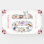 Banderoles Gros 10e anniversaire fille photo Collage Fleur ro (Horizontal)