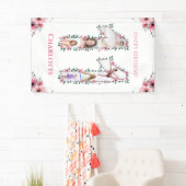 Banderoles Gros 11e anniversaire fille photo Collage Fleur ro (En situation)