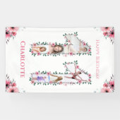 Banderoles Gros 11e anniversaire fille photo Collage Fleur ro (Horizontal)