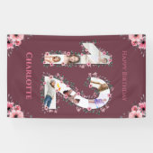 Banderoles Gros 12ème anniversaire Photo Collage Fille Fleur (Horizontal)