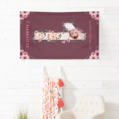 Banderoles Gros 1er anniversaire fille photo Collage Fleur ro (En situation)