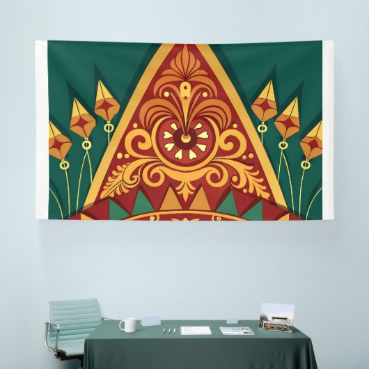 Banderoles gros plan des conceptions complexes sur un modèle  (Salon professionnel)