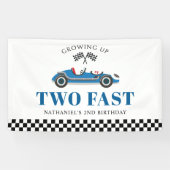 Banderoles Grossesse deux Fast Blue Racing Car Anniversaire (Horizontal)