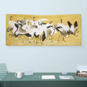Banderoles Grues Japonaises Vintage Oiseau Classique