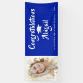 Banderoles Grunge Photo Frame Brush Script Bleu Graduation (Vertical)