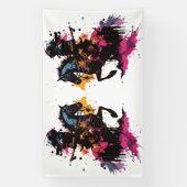 Banderoles Guerrier équitation cheval en aquarelle (Verticale)