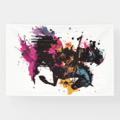 Banderoles Guerrier équitation cheval en aquarelle (Horizontal)